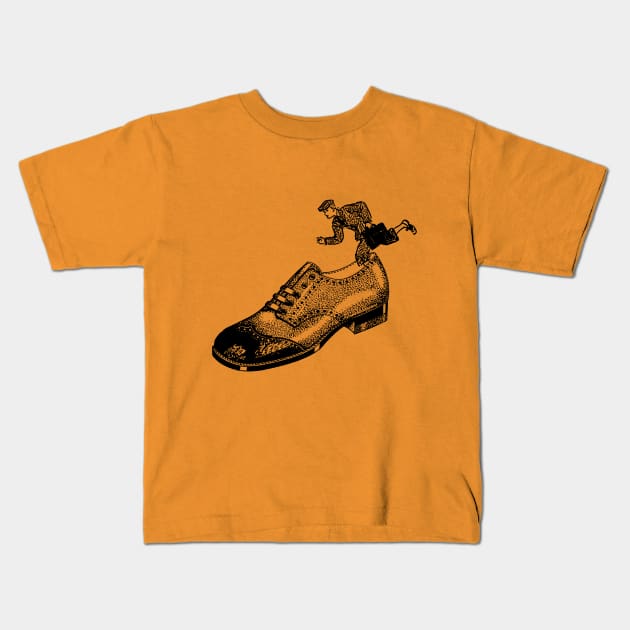 Boy in Big Shoe Kids T-Shirt by shirtyday